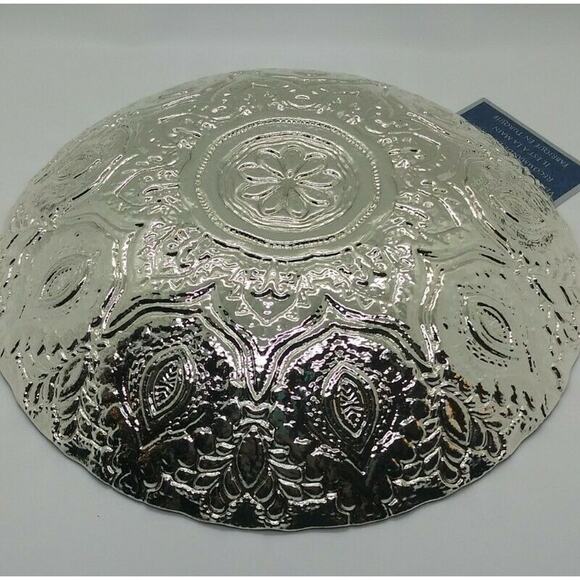 EFE Glass Turkish Handmade Decorative 100% Genuine Silver Bowl 8.50”w X 1.75”h - Picture 5 of 5